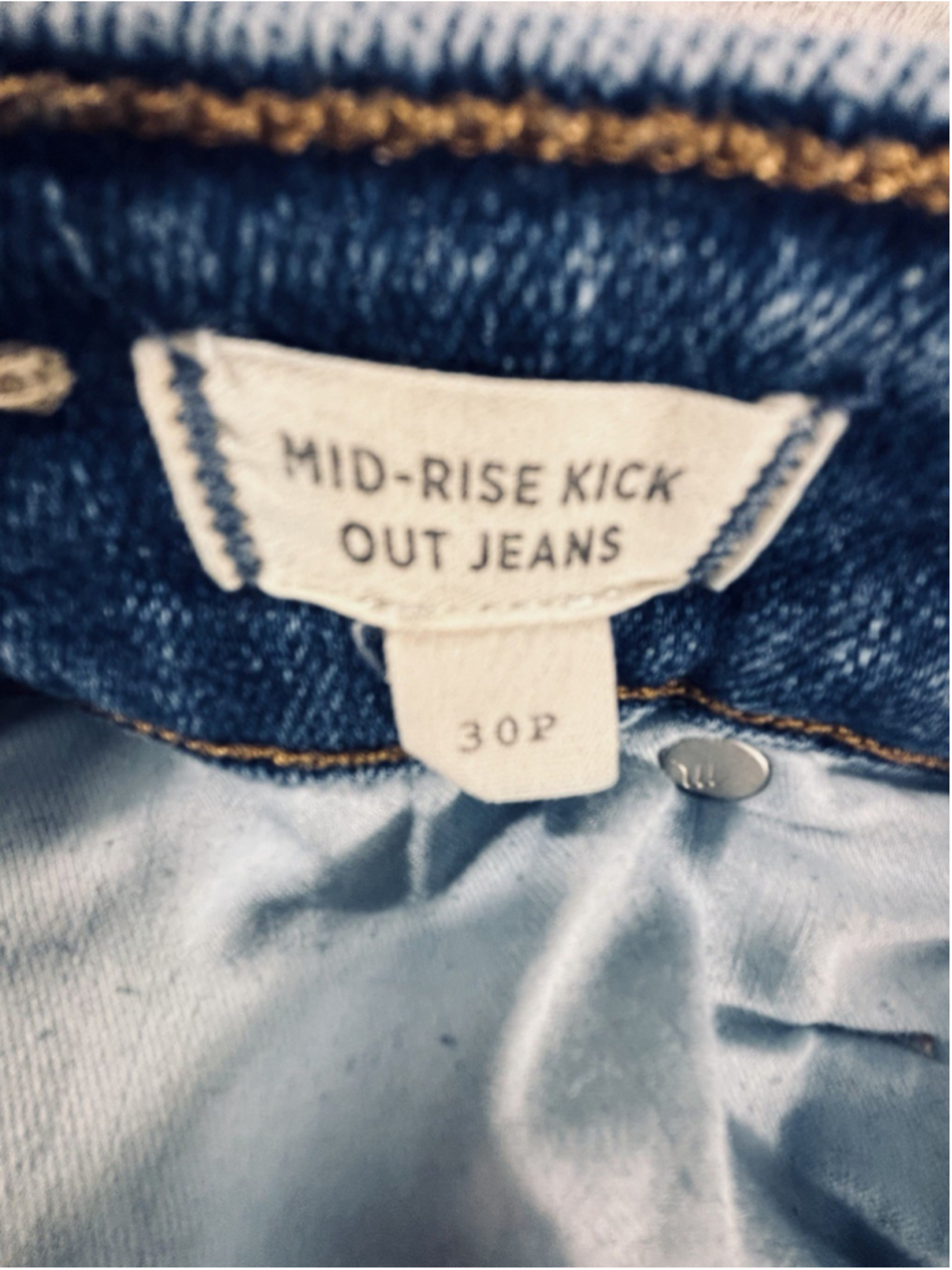 Madewell Mid Rise Kick Out Jeans Blue Petite Size 30P Cropped Flare Denim - Picture 5 of 7